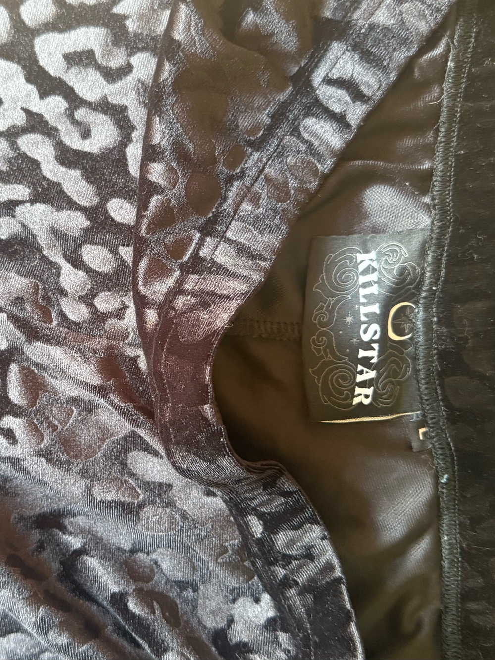Killstar Black Velvet Leopard-Print Flared Leggings - Picture 2 of 2
